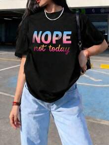 Camiseta unisex de manga corta, para mujerVeranoNuevoInformalEsloganImprimirSueltoAjusteRedondoCuelloCortoMangaCamisetaA la modaDiarioVacacionesDesgaste,AdecuadoParaTodos los díasYVacacionesBlackplayerashombre, , , Dazymujer,romwehombres, bohochic,maestrasregalos,camisetaparaconjuntos de mujercon curvasparamu,y2k, - Negro - Ver 1