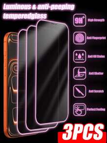 3 Packs Pink Glow-In-The-Dark Privacy Tempered GlassEasy To Find Phone In Dark, Stylish Personalized Design. Eye-Friendly Ultra Clear Vision, Compatible With Most Phone Cases. Full Coverage, Scratch & Drop Resistant, Easy To Install. Compatible With IPhone 17 Pro Max/16 Pro Max/15 Pro/14 Plus/13 Pro Max/12 Pro - 3PCS - View 17