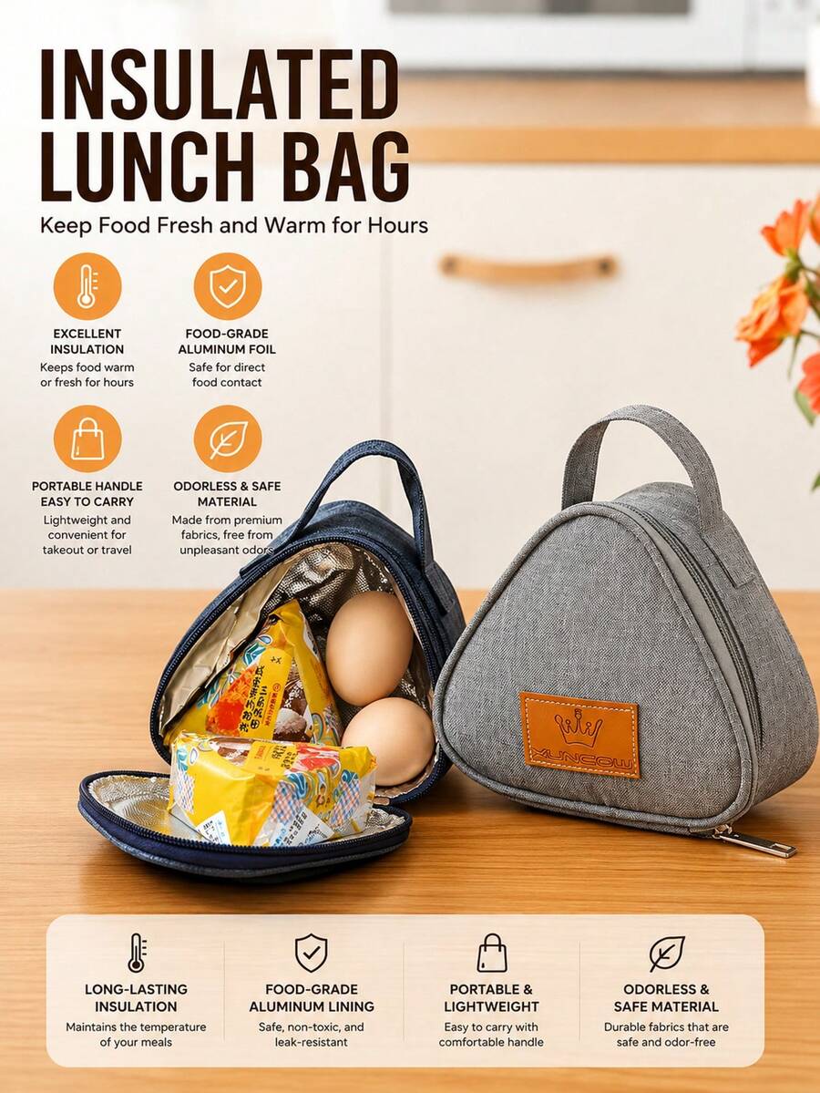 1 Túi đựng cơm trưa cách nhiệt di động, thích hợp cho học sinh, túi đựng cơm tái sử dụng, túi cách nhiệt bằng giấy bạc dày, túi đựng cơm trưa, túi giữ nhiệt, túi đựng cơm trưa cầm tay, túi đựng cơm tái sử dụng, túi xách đựng cơm, túi đựng cơm mini, túi đựng cơm nhỏ - Nhiều màu - Xem 1