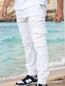 Men's Casual Military Tactical Pants - Multiple Pockets For Work And Sport - 白色 - 查看 1