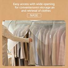 1pc Solid Color Thick Transparent Hanging Floor Clothes Rack Dust Cover, Suitable For Home Use Dustproof Bag Wardrobe Dust Cover Storage - View 1