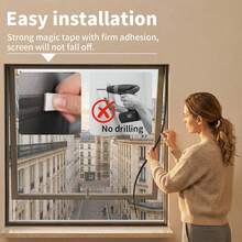 Upgraded Version, Optional 1 Or 3 Magnetic Zipper + Screen Mesh. Self-Adhesive Design, No Drilling Required, No Damage To Window Frame. Built-In Magnetic Auto-Closing Function, No Need To Remove Original Screen, Easy Window Opening And Closing. - 1m * 1.3m - View 6