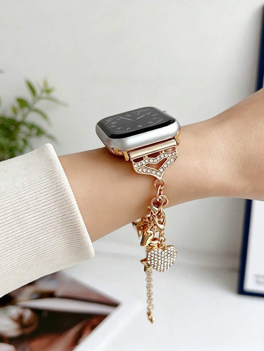 1 Chiếc Vòng Tay Kim Loại Thời Trang Hình Khóa, Chìa Khóa và Mặt Dây Chuyền Hình Trái Tim Tương Thích Với Apple Watch 38/40/41/42/44/45/49/(S10 42)/(S10 46)MmNữ, Dây Đồng Hồ Vàng Lãng Mạn Y2K Tương Thích Với Series 11 Ultra 3 SE3 Ultra 2 S10 SE2 9 8 7 SE 6 5 4 3 2 1, Thích Hợp Cho Trang Phục, Sử Dụng Hàng Ngày, Ngày Lễ. - Nhiều màu - Xem 1