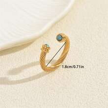 BMOR Anillo abierto ajustable con textura retorcida y turquesa incrustada, anillo de dedo apilable estilo bohemio chapado en oro para mujer, joyería de uso diario para fiestas y regalos - La apertura es ajustable - Ver 9