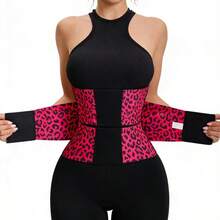 1pc Sports Women's Body Shaper Waist Wrap Trimmer Waist Support Leopard Print Abdominal Belt, Suitable For Fitness, Running, And Yoga Wear - Đỏ - Xem 13