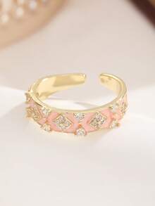 Nhẫn hình trái tim và bướm màu hồng mạ vàng 18K dễ thương, đính đá Cubic Zirconia, nhẫn hở có thể điều chỉnh kích thước, trang sức ngọt ngào và lãng mạn dành cho nữ. - Nhiều màu - Xem 31