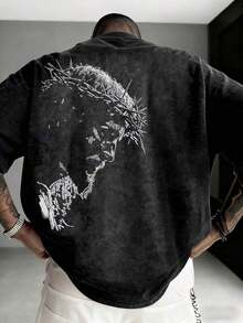 Zrgoth Men's Short Sleeve T-Shirt With Minimalist Dark Portrait Graphic Print, Casual And Versatile Design By K-GLORY JAVN - 黑色 - 查看 12
