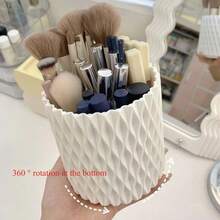 1pc 360° Rotating Pen Holder, Makeup Brush Holder, Pen Cup, 5-Compartment Desktop Storage Box, Suitable For Desktop Supplies And Accessories, Office And Home Small Item Storage School Supplies - Round - View 8