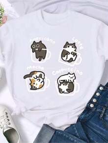Camiseta de manga corta con cuello redondo - Top casual para mujer, con un diseño minimalista de color sólido, adecuada para primavera y verano, lavable a máquina, de corte regular, prenda básica versátil, ideal para usar en capas o para el uso diario casual.Alta calidad, transpirable y cómodo - Blanco - Ver 1