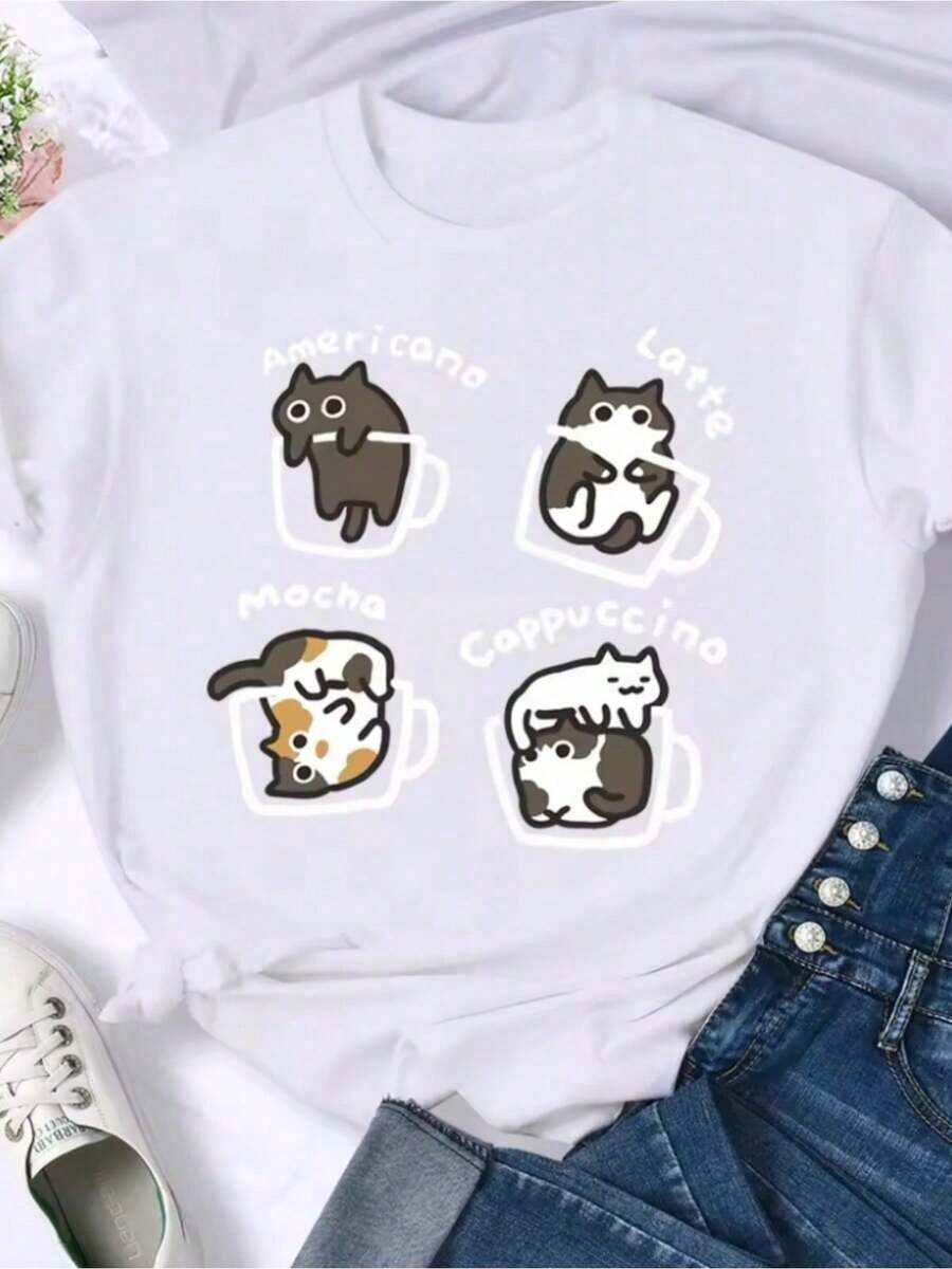 Camiseta de manga corta con cuello redondo - Top casual para mujer, con un diseño minimalista de color sólido, adecuada para primavera y verano, lavable a máquina, de corte regular, prenda básica versátil, ideal para usar en capas o para el uso diario casual.Alta calidad, transpirable y cómodo - Blanco - Ver 1