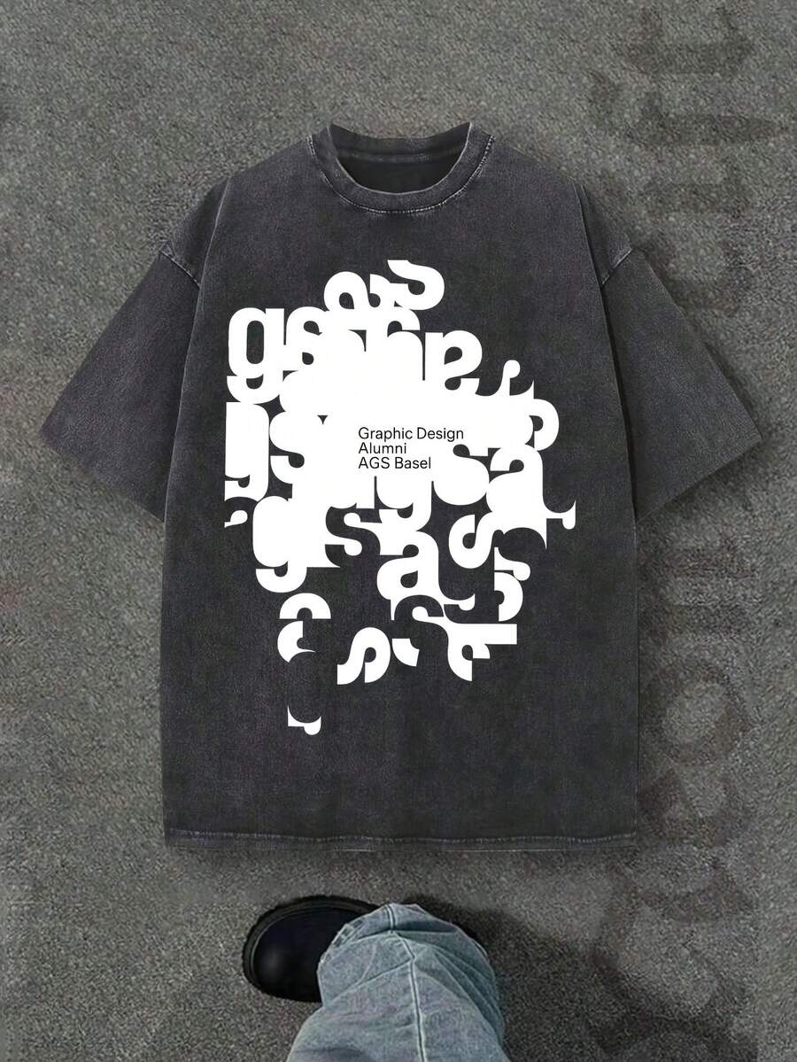 Camiseta casual vintage cómoda y lavada para mujer, camiseta de manga corta con cuello redondo,% algodón lavado y versátil para hombre, adecuada para uso diario y atuendos de, estilo unisex. - Negro - Ver 1