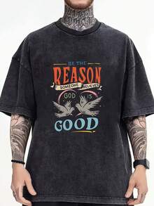 Camiseta casual vintage cómoda y lavada para mujer, camiseta de manga corta con cuello redondo,% algodón lavado y versátil para hombre, adecuada para uso diario y atuendos de, estilo unisex. - Negro - Ver 6