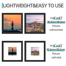 1pc/3pcs Square Classic Matte Black Picture Frame, 8x8 Inch With 4x4 Inch Mat & 12x12 Inch With 8x8 Inch Mat, Home Decor Frame, Wall Hanging Or Desktop Display, Suitable For Living Room Office Decoration, Birthday Gift (Photo Paper Not Included) - Square - View 4