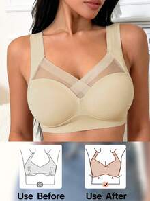 2pcs/Set Bra Tanpa Kawat Model Tank Tanpa Jahitan untuk Wanita, Bra Tanpa Kawat yang Ramah Kulit, Bernapas, dan Nyaman - Aprikot - View 5