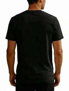 Ropa de temporada para hombre de talla estándar, estilo casual, con estampados de bibliotecario, diente de león y lectura, que presenta diseños suelto - Negro - Ver 2