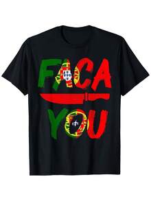 -Men's Funny Print T-Shirt Sommer Faca You Portugal Portuguese Chef Knife -Knife T-Shirt For Men 180g Crew Neck Black Sizes S To L -Men's Casual Crew Neck T-Shirt, Men's Printed Top, Gift For Men, Loose And Comfortable. - 後退 - 查看 6