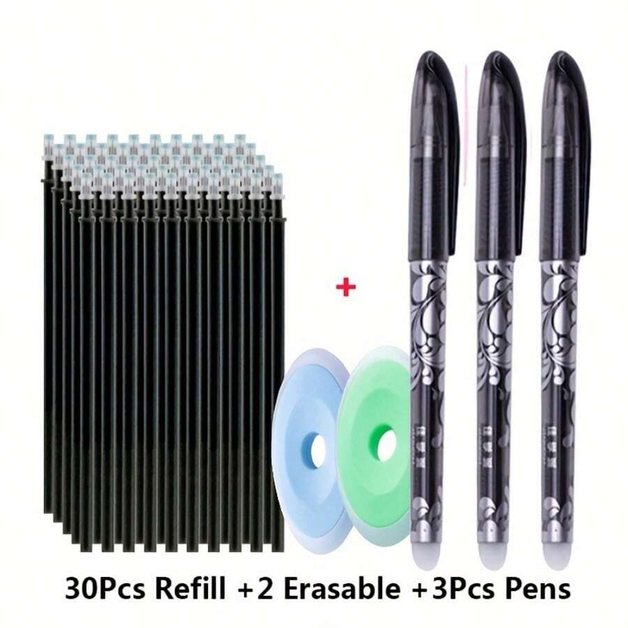 Bộ 72 món (12 bút bi, 60 ruột bút) Bút gel xóa được màu đen và xanh dương, văn phòng phẩm học sinh, đồ dùng cần thiết cho năm học mới. - Nhiều màu - Xem 1