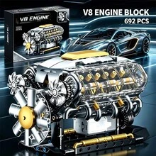 Đồ chơi lắp ráp mô hình động cơ V8 siêu xe sáng tạo, mô hình động cơ V8 tự lắp ráp, mô hình động cơ V8 mini tự chế, dự án lắp ráp STEM dành cho người lớn, đồ chơi giáo dục khoa học vật lý, mô hình trưng bày để bàn, quà tặng sinh nhật, đồ chơi lắp ráp 692 mảnh. - Nhiều màu - Xem 2