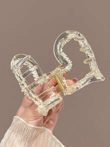 1 chiếc kẹp tóc hình trái tim và ngôi sao rỗng đính ngọc trai, kích thước trung bình, dài 8cm/3.14inch, phù hợp cho sử dụng hàng ngày và đi nghỉ mát. - Nhiều màu - Xem 8