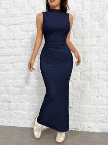 Vestido body con de punto verde oliva para mujeres - Azul marino - Ver 5