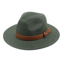 1 pièce Chapeau de paille d'été unisexe, chapeau de plage tressé pour la protection contre le soleil, utilisation pour les vacances et les voyages à la plage - Multicolore - Voir 11