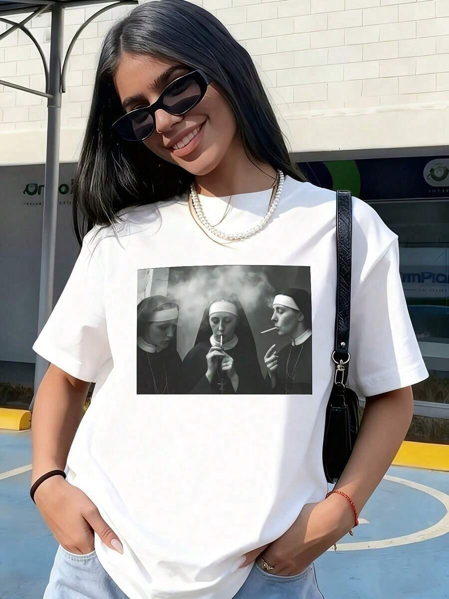 Women's Classic Casual T-Shirt With Vintage "My Birthday" Print And Balloon, Short Sleeve Crew Neck T-Shirt, Comfortable, Suitable For Daily Wear, Vacation And Summer Clothes. - 白色 8 - 查看 1