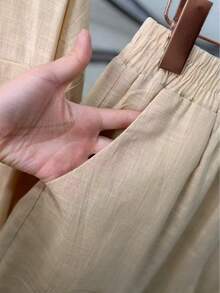 Imported Women's Linen Set / Button / Lining / / Women's - Beige - View 3