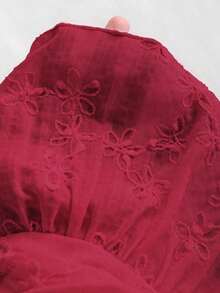 Blusa de mujer de manga corta con volantes, bordado floral romántico estilo francés, para primavera/verano - Burdeos - Ver 5