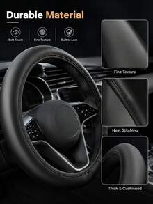1PC Simulated Leather Steering Wheel Cover Is Soft, Non-Slip, And Universally Compatible With Car Interior Accessories. Stylish And Durable, It Fits Steering Wheels From 36-38cm, - A - View 3