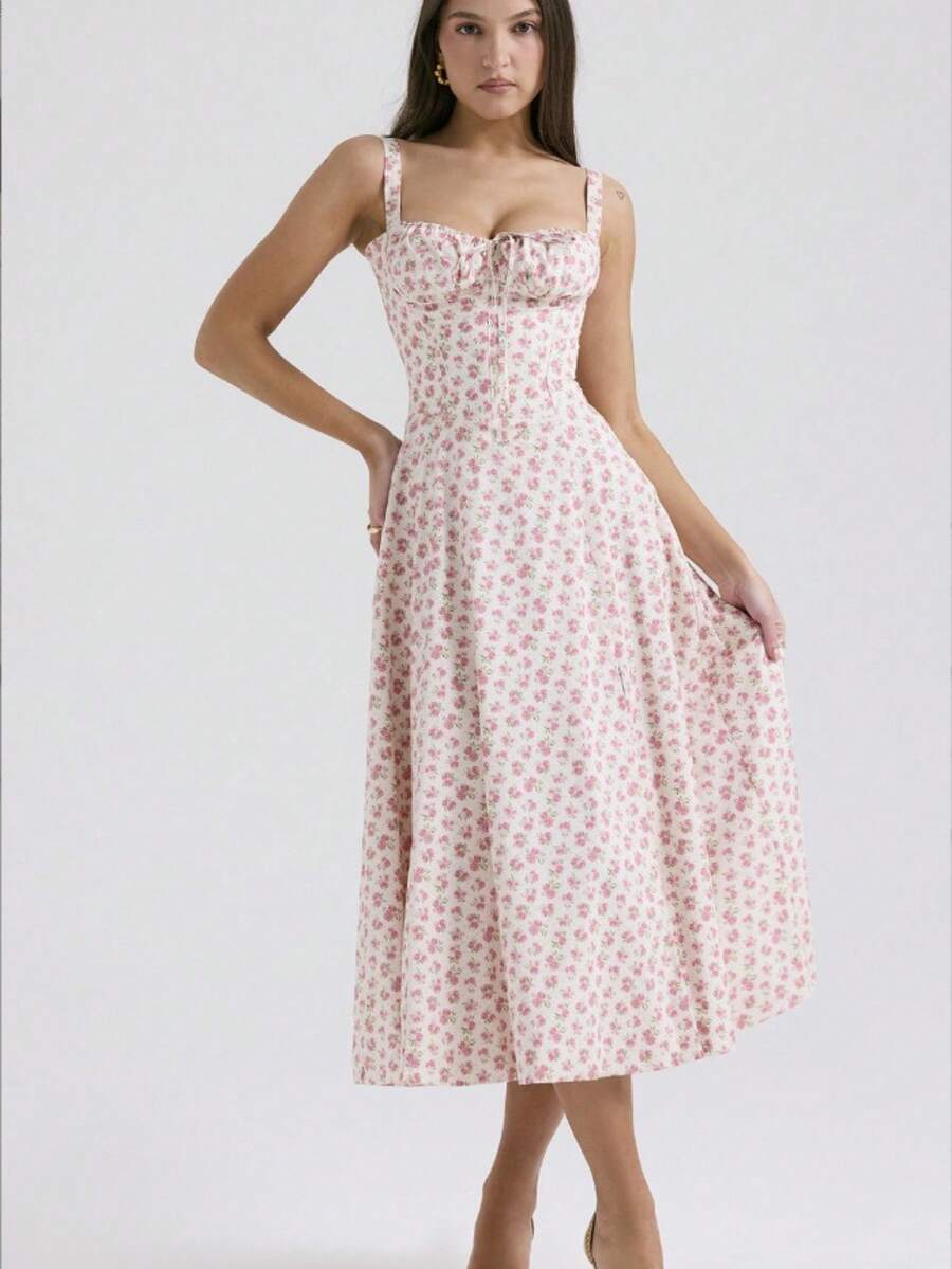 Vestido Tirante Solido Estilo Elegante Novedad para Uso Diario y Oficina - Beis - Ver 1