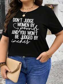 Talla Grande - Talla Grande - Camiseta Casual de Manga Corta para Mujer - Negro - Ver 3