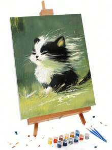 可爱猫咪DIY数字油画 绘画工艺品 成人家居装饰 40x50厘米/16x20英寸 节日礼物 - 40*50厘米 - 查看 3