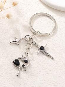 1 móc khóa hình thánh giá Gothic và trái tim đen, mặt dây chuyền phong cách punk tối màu, móc khóa túi xách/xe hơi unisex, quà tặng trang sức. - Nhiều màu - Xem 8