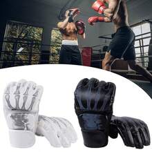 1 Pair Adult Half-Finger MMA Boxing Training Gloves, Suitable For Sanda, Muay Thai, MMA And Other Sports. White, Black - Perfect For MMA And Other Sports! - Multicolor - View 6