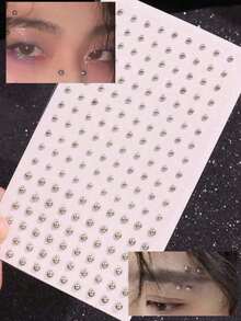 165片/套 3-6毫米镀银亚克力假穿孔贴纸 - 无需穿孔即可佩戴的鼻环/眉钉/唇钉 | 一次性面部身体饰品，适合女性派对、节日和角色扮演 - 彩色 - 查看 3