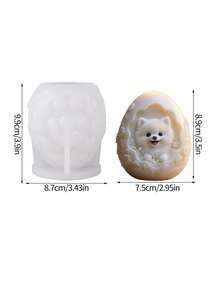 1个可爱博美幼犬硅胶模具，狗狗装饰模具，用于制作手工香薰蜡烛和宠物主题房间装饰，送给爱狗人士的礼物 - 白色 - 查看 2