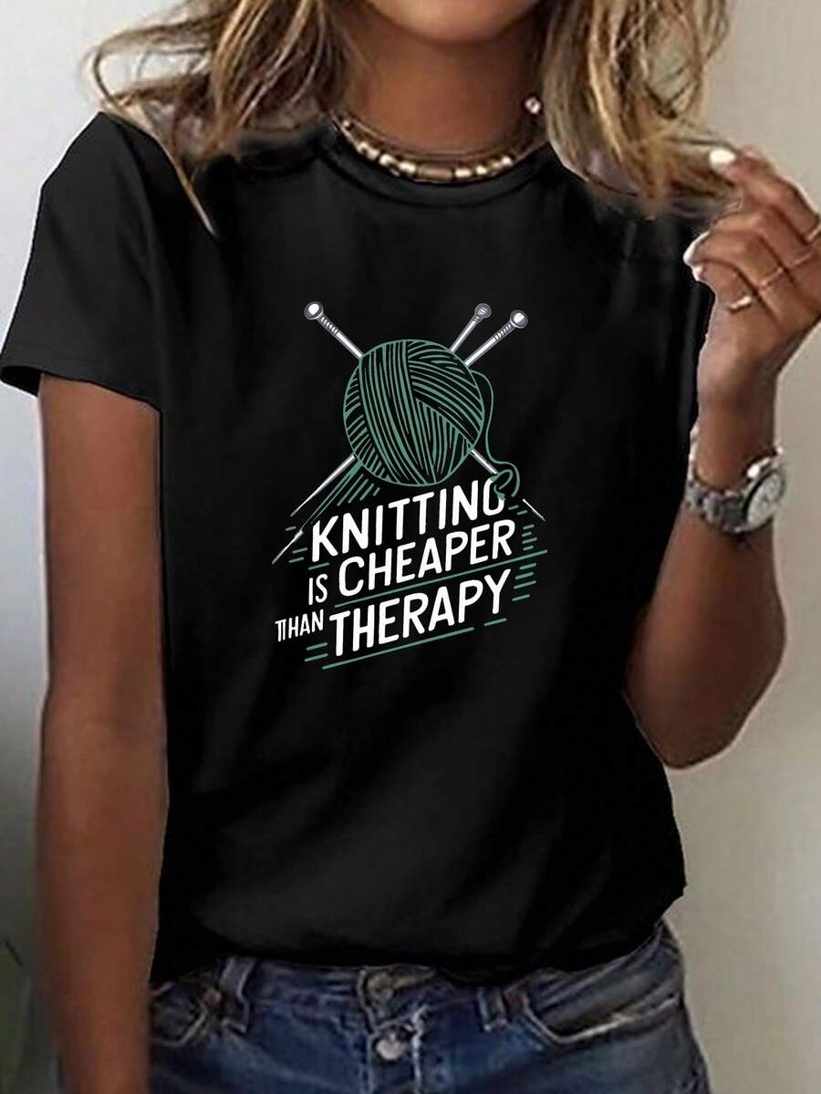 Camiseta estampada para mujer Cheaper Than Relaxing - Camiseta casual de manga corta y cuello redondo con el eslogan Relax, lavable aáquina, adecuada para todas las estaciones y la primavera, cómoda para el uso diario - Camiseta unisex de algodón holgada de manga corta y cuello redondo estilo vintage urbano. - Negro - Ver 1