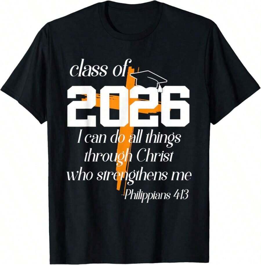 Camiseta de Graduación Cristiana para la Clase de 2026 - Negro - Ver 1