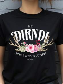Traditional shirt for women, Dirndl T-shirt traditional costumes - suitable for Oktoberfestblusas para mujer playeras de mujer vestidos casuales para mujer y2k playeras deportivas para mujer verano camisetas ropa de mujer Fashion Perfect For Daily - Negro - Ver 1