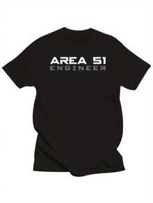 Camiseta de Algodón para Hombre Talla Grande "Ingeniero de la Área 51" - Temática OVNI y CIA, Cuello Redondo Casual, Manga Corta, Camiseta con Gráficos de Extraterrestres para Adultos y Adolescentes, Ropa de Extraterrestres| Camiseta de cuello redondo| Tela de algodón, Decoración alienígena, TALLA GRANDE - Negro - Ver 6