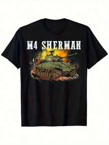 M4 Sherman, Camiseta para ni?os, %, Hombre Mujer Papá Mamá Amigos, Camiseta Unisex - Negro - Ver 1