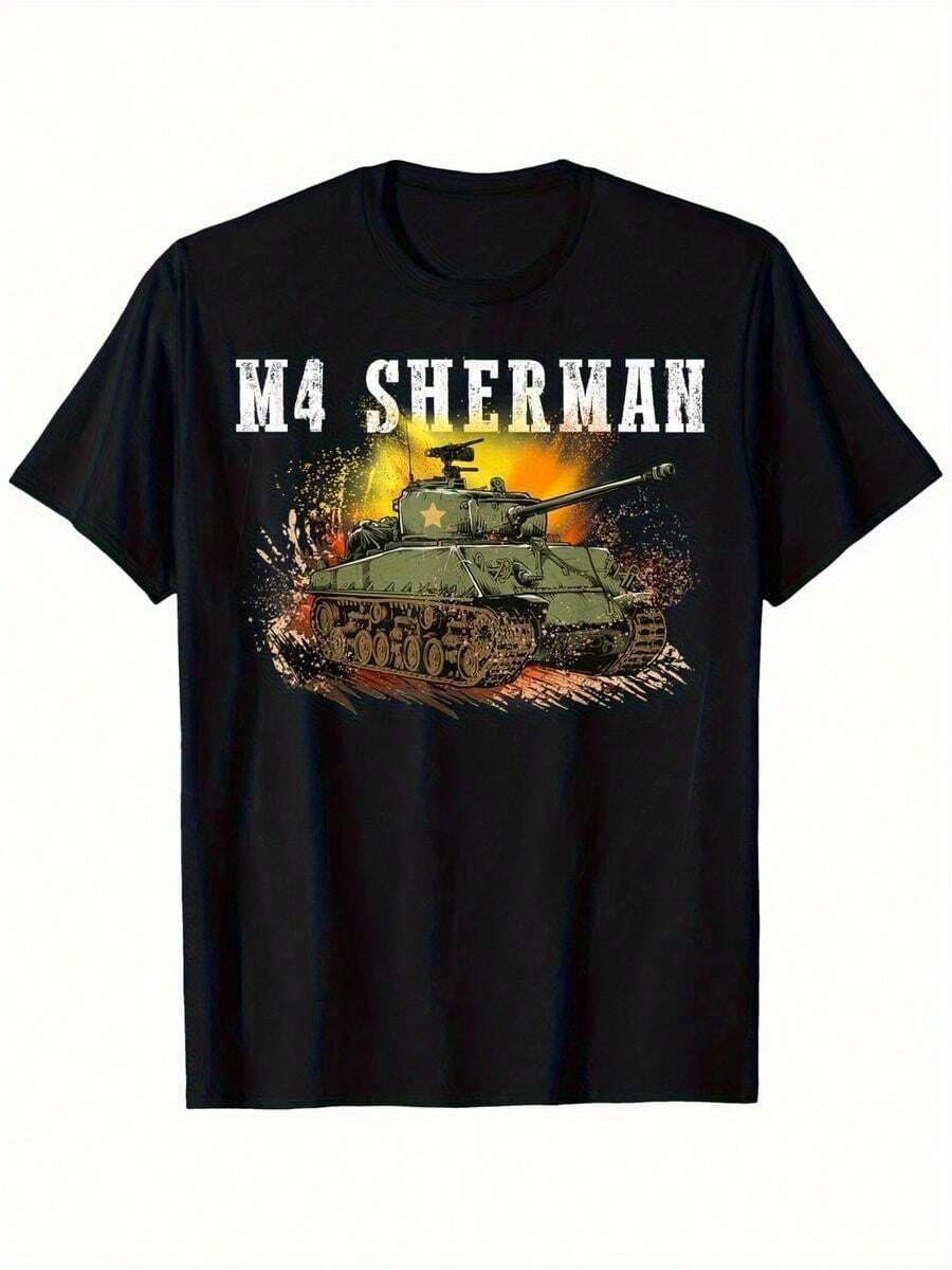 M4 Sherman, Camiseta para ni?os, %, Hombre Mujer Papá Mamá Amigos, Camiseta Unisex - Negro - Ver 1