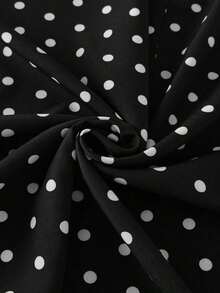 Falda de lunares blancos para mujer, falda casual de primavera/verano para vacaciones, falda midi elegante de cintura alta y ajustada, atuendo para fiesta - Blanco y Negro - Ver 6
