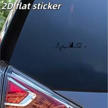 Minimalist Cat Heart Rate Monitoring Car Sticker, Self-Adhesive Waterproof Vinyl Car Window & Body Decal, Fashionable Dotted Line Design Car Decor Accessory - A - View 3