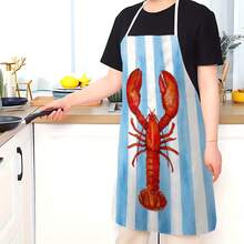 1pc, Home Decor, Lobster Pattern Print Apron, Sleeveless, Neck Strap Design, Suitable For Cooking, Baking And Entertainment, Perfect For Home Dining, Parties, Outdoor BBQ Parties, Baking Apron|Bright Apron|Polyester Apron|Print Apron - Multicolor - View 7