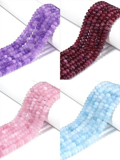 Hạt đá tự nhiên 5x8mm, hạt tròn dẹt, đá Angelite và Citrine, hạt hình bàn tính dùng để làm trang sức DIY, phụ kiện vòng tay và dây chuyền.