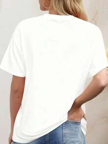 Women's T-Shirt, Round Neck T-Shirt For Women, Patriotic Design With Duck And Statue Of Liberty Print, For Celebration Of July 4th, United States Independence Day 250 - 白色 - 查看 2
