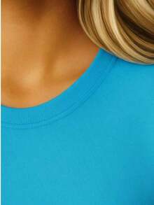 Women's Simple Loose Fit T-Shirt, Modern Style, Short Sleeve Pencil Print T-Shirt, Round Neck, Women's T-Shirts, Graphic Blouses For Women. New Stylish T-Shirt - Ideal For Summer. Women's Graphic Print T-Shirt Summer 2026 - 藍色 - 查看 4