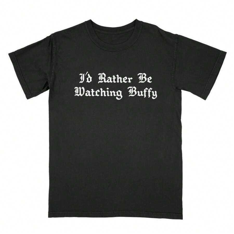 I'd Rather Be Watching Bffy Tee Shirtblusas para mujer playeras de mujer vestidos casuales para mujer y2k playeras deportivas para mujer verano camisetas ropa de mujer Fashion Perfect For Daily - Negro - Ver 1