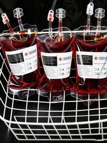 31pcs(1set) Halloween Blood Bags, 1set 10pcs Blood Bags, Includes 1 Funnel, 10 Labels And 10 Clips, Reusable, Vampire Nurse Hospital Theme Party Props, For Holiday Decoration Only - A - View 2